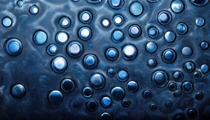 Poster - Striking Dark Blue Metallic Bubble Texture Background A Mesmerizing Interplay of Light and Shadows Over a Mysterious, Industrial Landscape