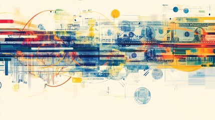 Leinwandbilder - Abstract representation of cash flow statements emphasizing symbolic patterns of inflows outflows financial systems