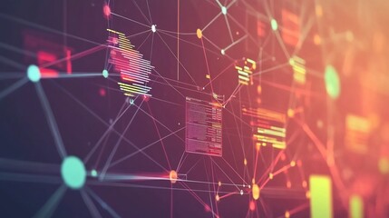 Poster - Abstract rendering of key account management highlighting symbolic chart geometric connections representing strategic partnerships