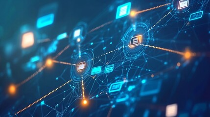 Poster - Abstract depiction of payment gateway symbolic node dynamic layer representing secure online transaction