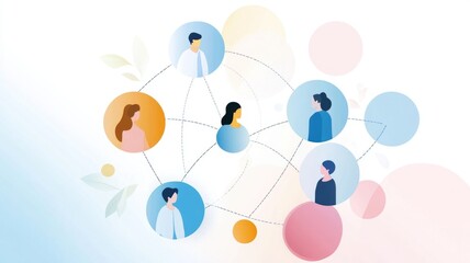 collaborative networking and teamwork concept with diverse group connections