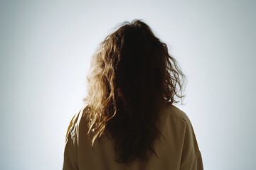 Poster - Silhouette of a Person with Backlit Hair Against a Minimalist Background