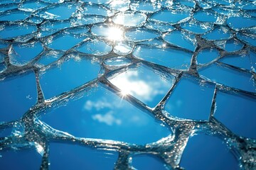 Poster - A picture of sunlight shining through a cracked glass surface