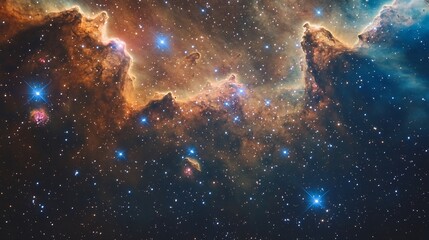 Wall Mural - open globular star clusters glowing intensely surrounded by dense regions of interstellar space and 