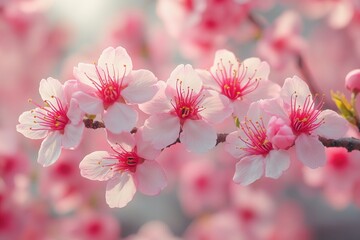 Poster - A close-up view of a cluster of bright pink flowers, perfect for small spaces or detailed photography