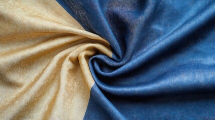 Poster - Elegant Fabric Swirl in Blue and Gold Tones
