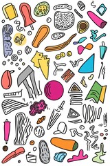 Poster - colorful items arranged on a plain white surface, great for creative projects and designs