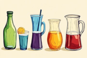 Poster - A collection of diverse drinks and beverages on display