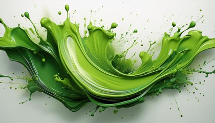 Poster - vibrant green paint splash a whimsical exuberance of color amidst a minimalistic background, evoking