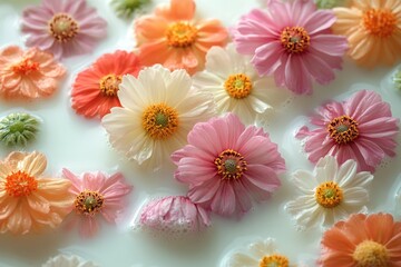 Poster - A beautiful arrangement of colorful flowers on a white plate, great for still life photography or as a decorative element