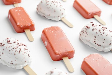 Wall Mural - Fresh popsicles with colorful toppings, perfect for summer events or party decorations