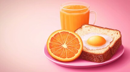Poster - A simple breakfast plate featuring a slice of bread and an egg