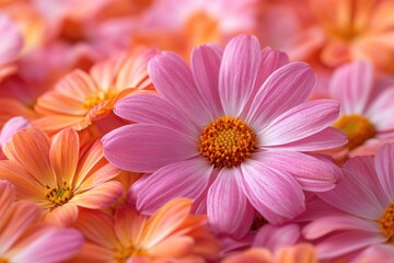 Wall Mural - Close-up shot of a cluster of pink flowers