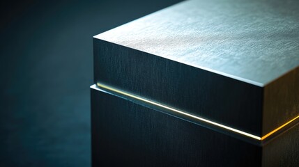 Poster - Close-up view of a metal object sitting on a table, ideal for use in product or industrial photography