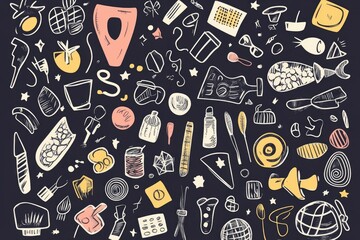 Poster - Various objects on a dark or black background