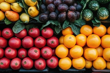 Poster - A colorful array of fresh fruits and vegetables on display at a market