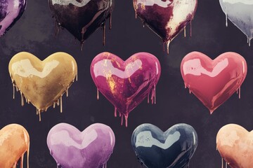 Wall Mural - A cluster of hearts oozing with liquid, perfect for romantic or love-themed projects