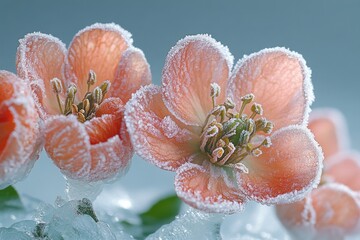Poster - A cluster of winter flowers covered in frost, perfect for cold weather or holiday season designs
