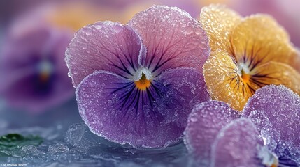 Poster - Close-up shot of purple and yellow flowers