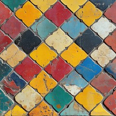 Poster - A close-up shot of a vibrant and intricate tiled floor, perfect for decorating or design projects