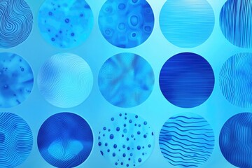 Fototapete - A bunch of different blue circles on a blue background, perfect for showcasing design concepts or illustrating data visualization ideas