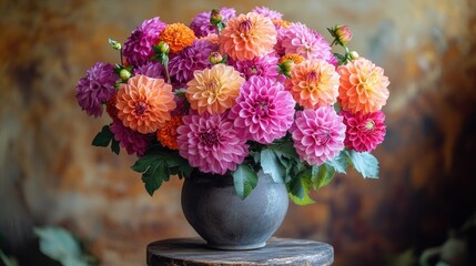 Poster - A beautiful vase filled with various colorful flowers