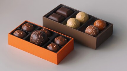 Poster - Box of mixed chocolates on a table, perfect for a gift or treat