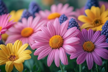 Poster - A detailed view of a collection of colorful flowers