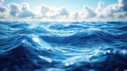 Aufkleber - Wavy ocean water with cloudy background