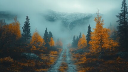 misty fog over mountain tromso norway