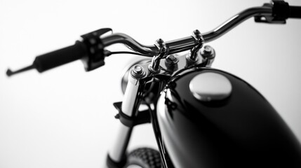 Poster - A classic motorcycle in monochrome, with a focus on its sleek design and rugged features