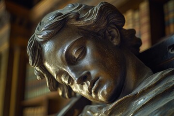 Poster - A detailed view of a statue depicting a person, suitable for artistic or historical contexts