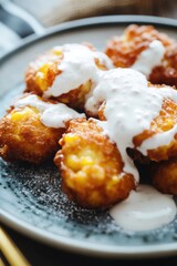 Poster - A plate of fried food smothered in savory sauce, perfect for a meal or snack