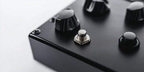 Aufkleber - Close-up shot of guitar pedal knobs, ideal for music-related projects or product photography