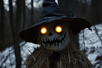 Poster - A person wearing a black hat and glowing eyes, conveying a sense of mystery and fear