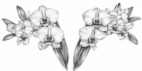 Aufkleber - A simple illustration of two flowers on a clean white surface
