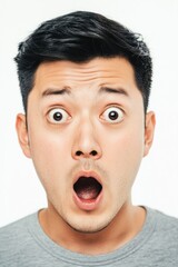 Poster - A man with a startled or astonished look on his face, ideal for illustrating surprise or shock in various contexts