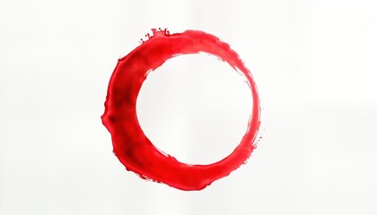 Poster - Vibrant red circular brushstroke on white background. Hand-painted abstract design. Artistic, creative expression. Minimalist, bold artwork. Fluid, smooth motion captured in stroke. Ideal for various