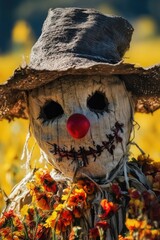 Poster - A man wears a straw hat and has a bright red nose, possibly indicating a clown or comedic character
