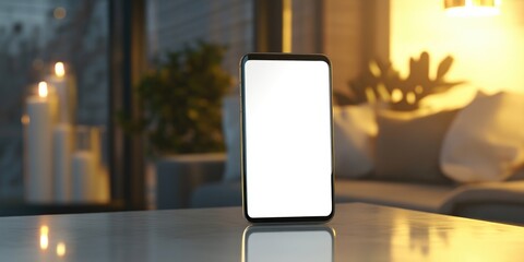 Poster - A cell phone placed on a table with minimal background