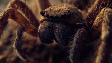 Poster - A clear shot of a spider's face with blurred background, great for illustration or decoration