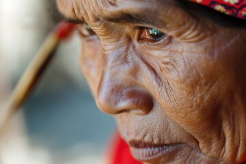 Aufkleber - A close-up shot of a person wearing a hat, suitable for use in fashion or lifestyle photography