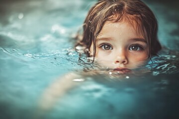 Poster - A young girl enjoying her time in the pool
