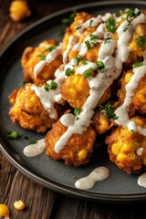 Poster - A plate of crispy tater tots smothered in savory sauce