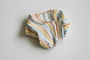 Poster - a striped cloth laid out on a plain white surface, suitable for use in photography or design project