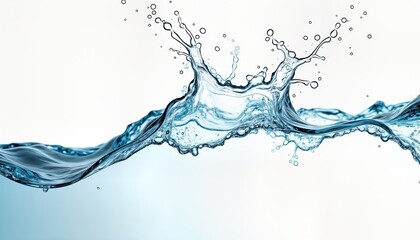 Aufkleber - Water splash isolated on white background. Liquid motion, dynamic shape of water. Abstract close-up view. Pure clear water splash. Fresh, clean water flow. Wave, ripple texture. Perfect for
