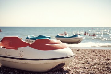 Poster - A small rowboat sits atop a sandy beach, perfect for a quiet morning or afternoon