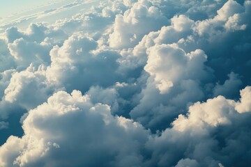 Aufkleber - Aerial view of clouds and blue sky from an airplane window