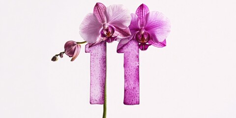 Aufkleber - A pair of purple flowers in a decorative vase sitting on a table