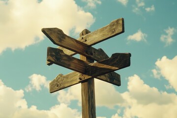 Aufkleber - A wooden street sign sits atop a wooden pole, providing direction and guidance